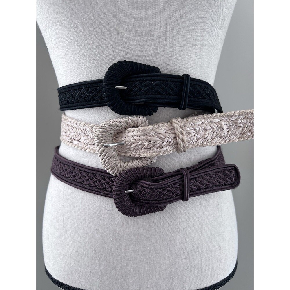 COLLEZIONE Woven Braided Belts Brown, Black, And Natural Small/Medium EUC